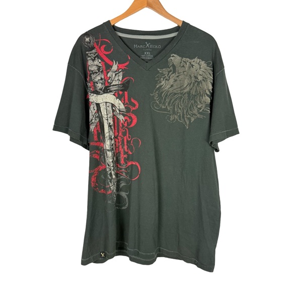 Marc Ecko Men's Lyon Skull Knife Graphic Tee Shirt Y2K Short sleeve - Picture 3 of 8